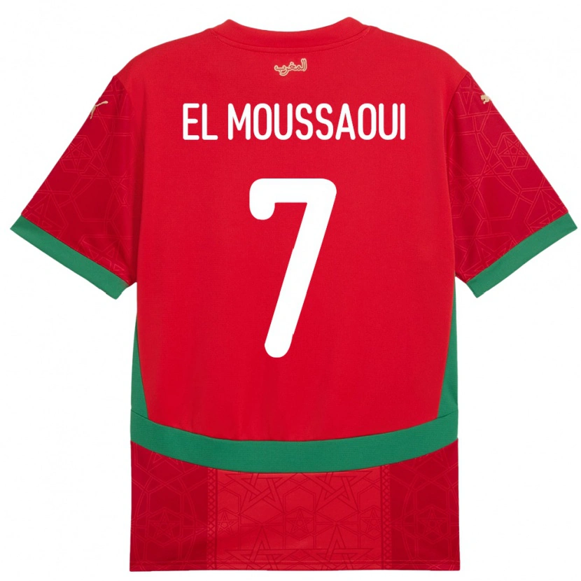 Danxen Dame Marokko Hamza El Moussaoui #7 Rød Hjemmetrøye Drakt Trøye 24-26 Skjorter T-Skjorte