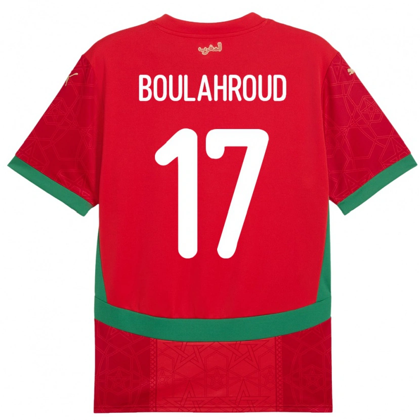 Danxen Dame Marokko Charaf Eddine Boulahroud #17 Rød Hjemmetrøye Drakt Trøye 24-26 Skjorter T-Skjorte