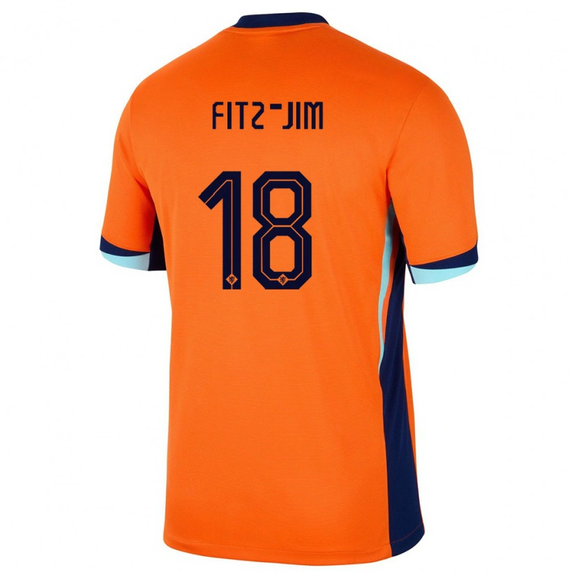 Danxen Dame Nederland Kian Fitz-Jim #18 Oransje Hjemmetrøye Drakt Trøye 24-26 Skjorter T-Skjorte