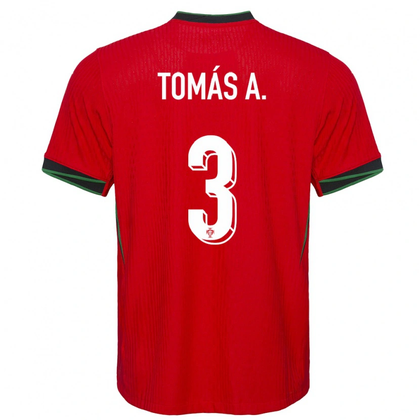 Danxen Dame Portugal Tomás Araújo #3 Rød Hjemmetrøye Drakt Trøye 24-26 Skjorter T-Skjorte