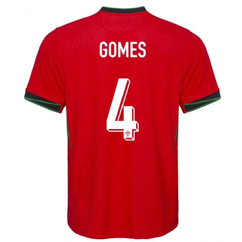 Danxen Dame Portugal Luís Gomes #4 Rød Hjemmetrøye Drakt Trøye 24-26 Skjorter T-Skjorte