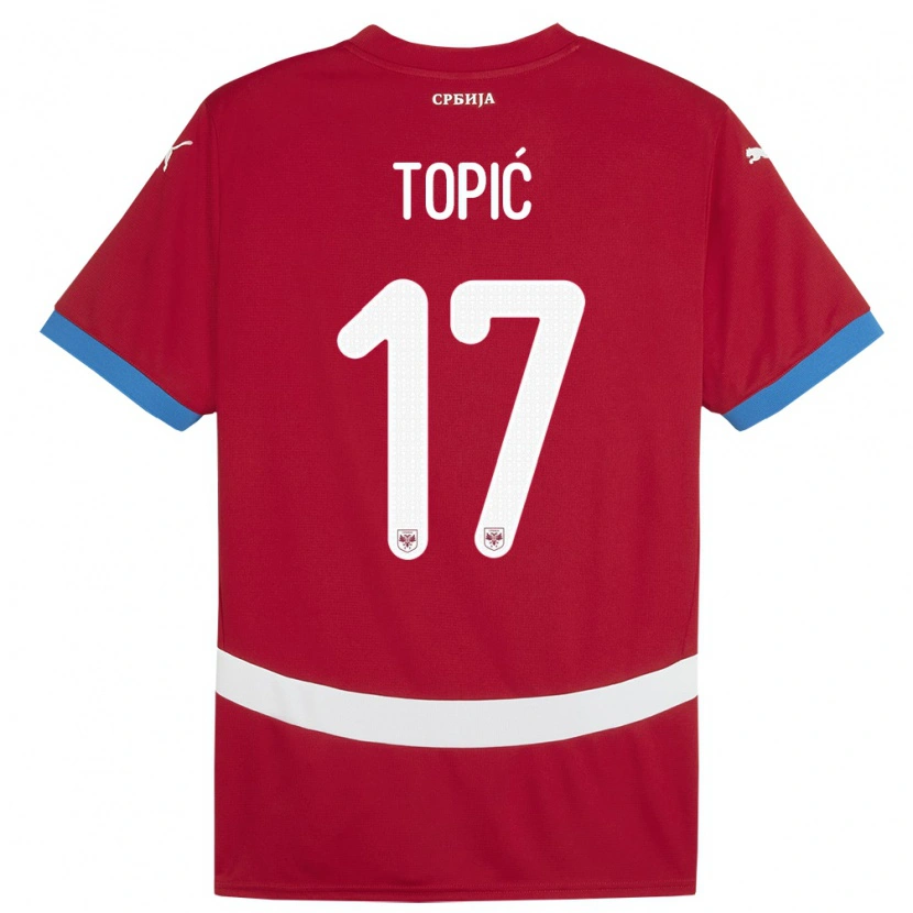 Danxen Dame Serbia Mirko Topić #17 Rød Hjemmetrøye Drakt Trøye 24-26 Skjorter T-Skjorte