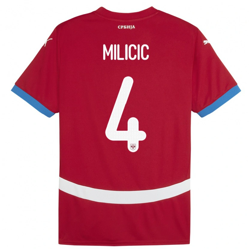 Danxen Dame Serbia Nikola Milicic #4 Rød Hjemmetrøye Drakt Trøye 24-26 Skjorter T-Skjorte