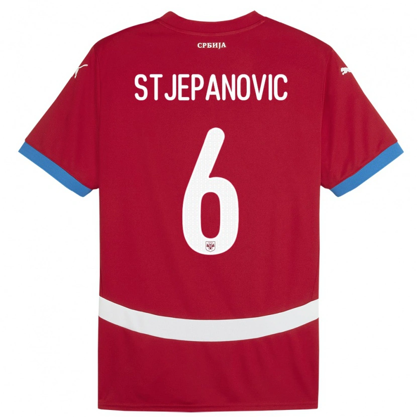 Danxen Dame Serbia Mateja Stjepanovic #6 Rød Hjemmetrøye Drakt Trøye 24-26 Skjorter T-Skjorte
