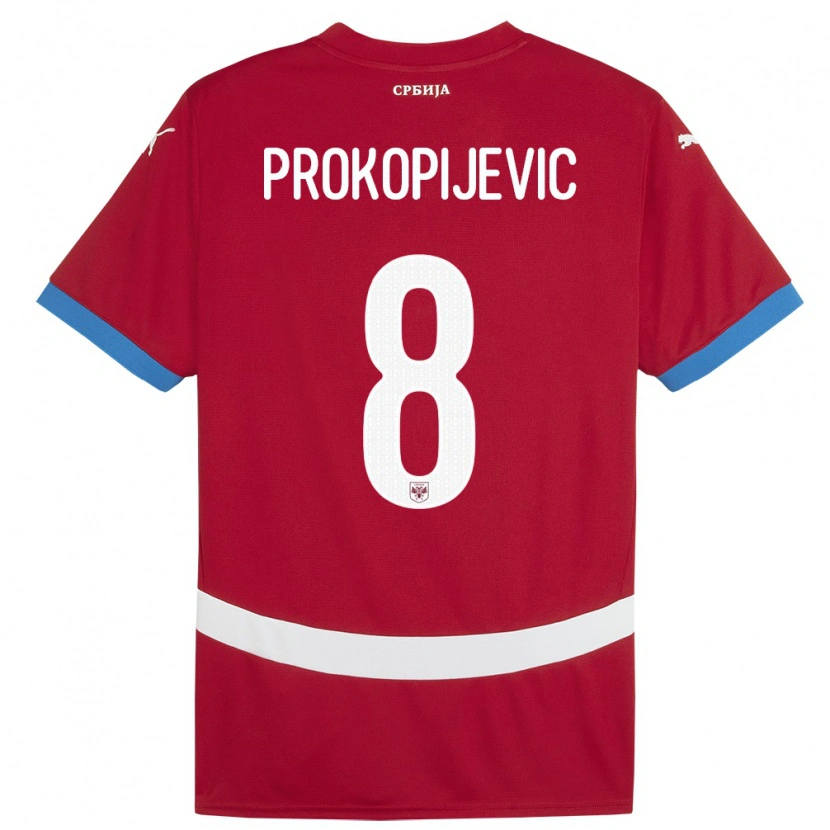 Danxen Dame Serbia Mateja Prokopijevic #8 Rød Hjemmetrøye Drakt Trøye 24-26 Skjorter T-Skjorte