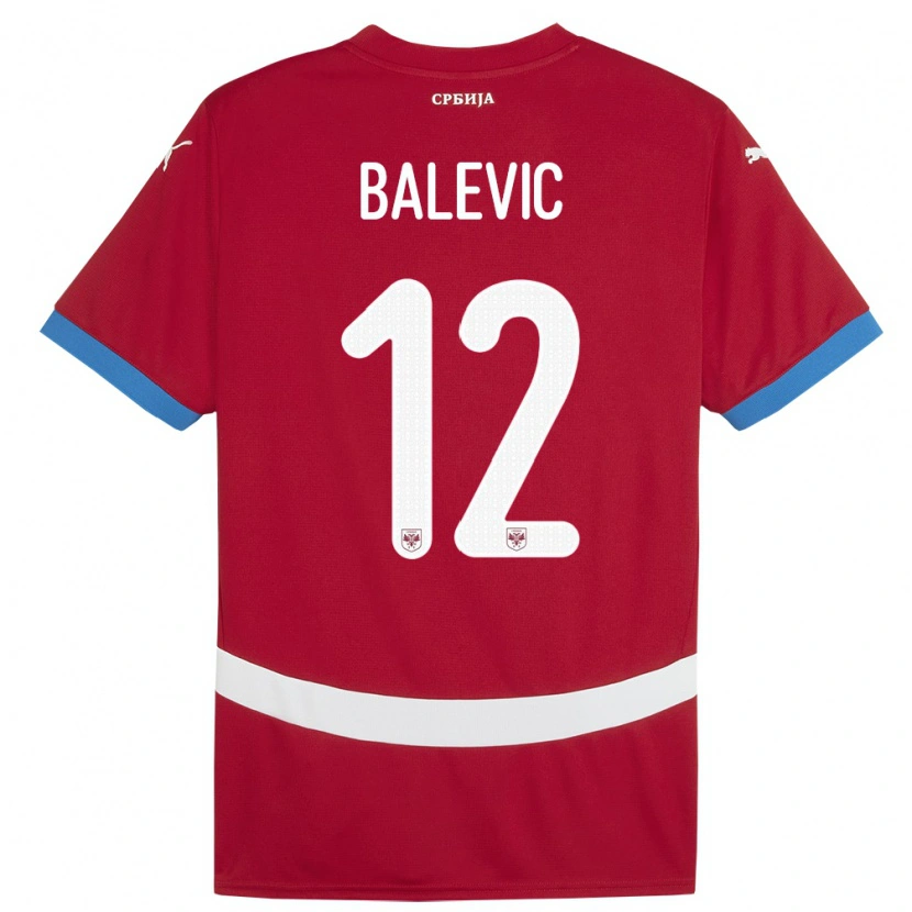Danxen Dame Serbia Lazar Balevic #12 Rød Hjemmetrøye Drakt Trøye 24-26 Skjorter T-Skjorte