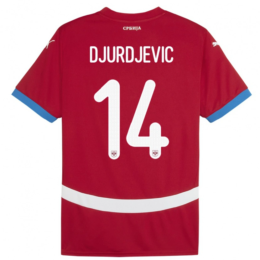Danxen Dame Serbia Vukasin Djurdjevic #14 Rød Hjemmetrøye Drakt Trøye 24-26 Skjorter T-Skjorte