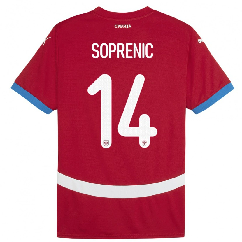 Danxen Dame Serbia Milos Soprenic #14 Rød Hjemmetrøye Drakt Trøye 24-26 Skjorter T-Skjorte