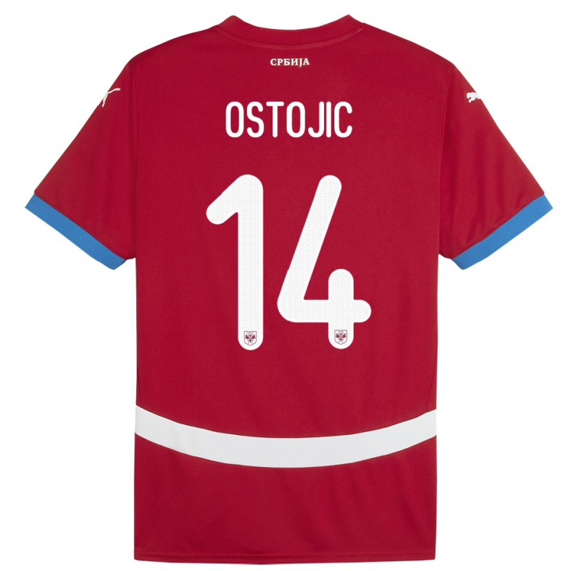 Danxen Dame Serbia Jovan Ostojic #14 Rød Hjemmetrøye Drakt Trøye 24-26 Skjorter T-Skjorte