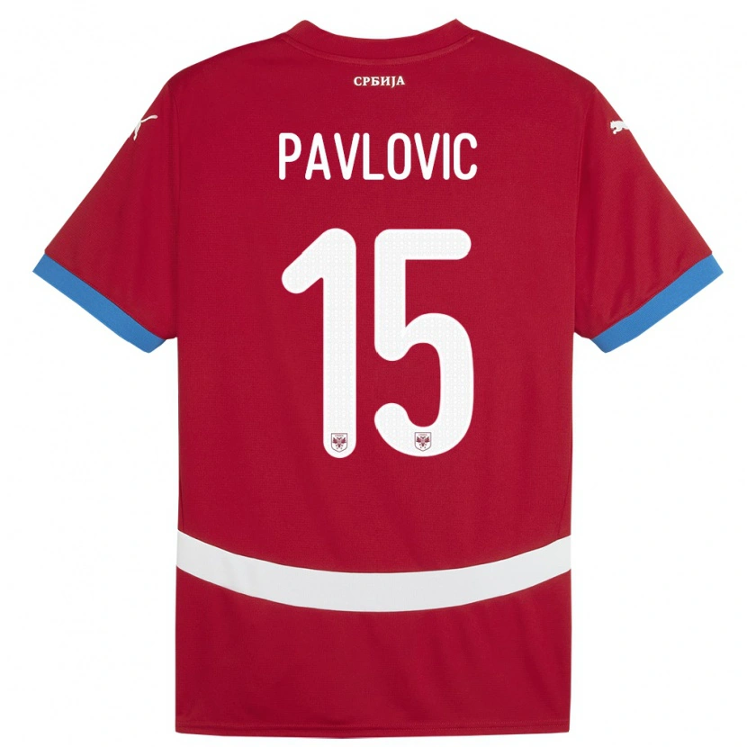 Danxen Dame Serbia Dusan Pavlovic #15 Rød Hjemmetrøye Drakt Trøye 24-26 Skjorter T-Skjorte