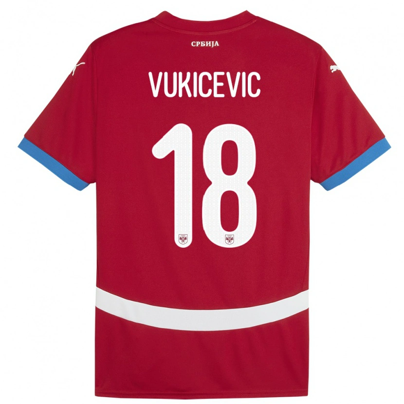 Danxen Dame Serbia Aleksej Vukicevic #18 Rød Hjemmetrøye Drakt Trøye 24-26 Skjorter T-Skjorte