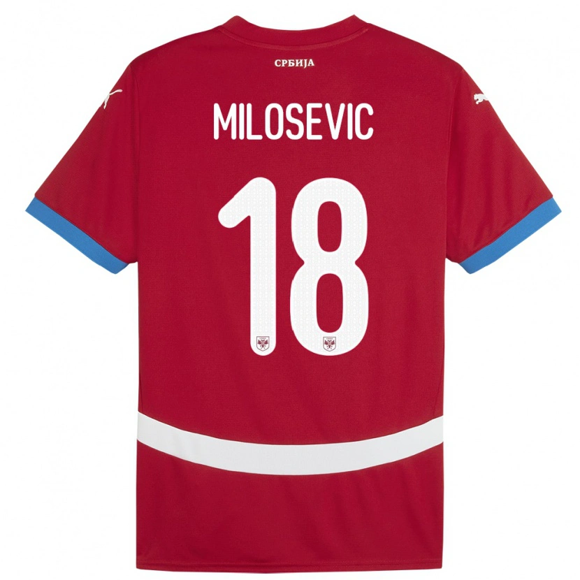 Danxen Dame Serbia Mateja Milosevic #18 Rød Hjemmetrøye Drakt Trøye 24-26 Skjorter T-Skjorte