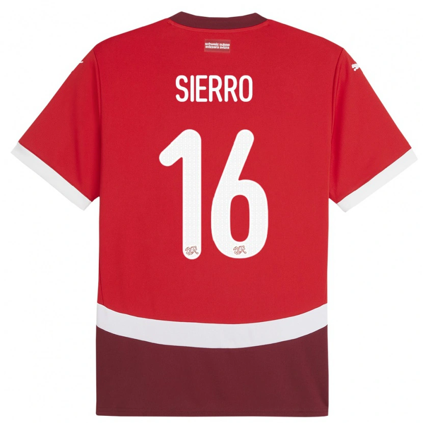 Danxen Dame Sveits Vincent Sierro #16 Rød Hjemmetrøye Drakt Trøye 24-26 Skjorter T-Skjorte