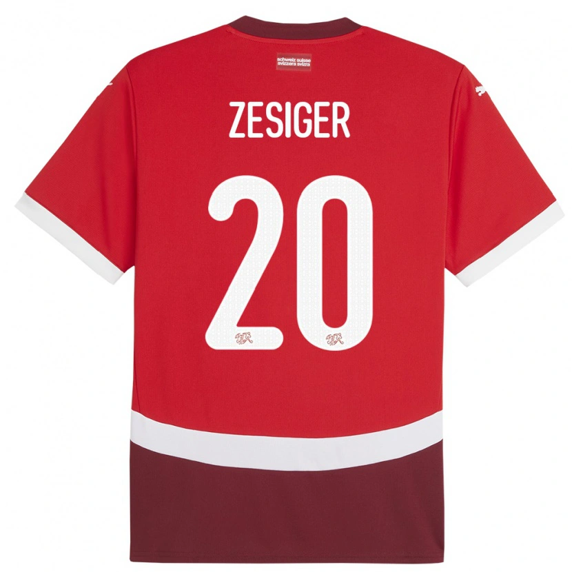 Danxen Dame Sveits Cédric Zesiger #20 Rød Hjemmetrøye Drakt Trøye 24-26 Skjorter T-Skjorte