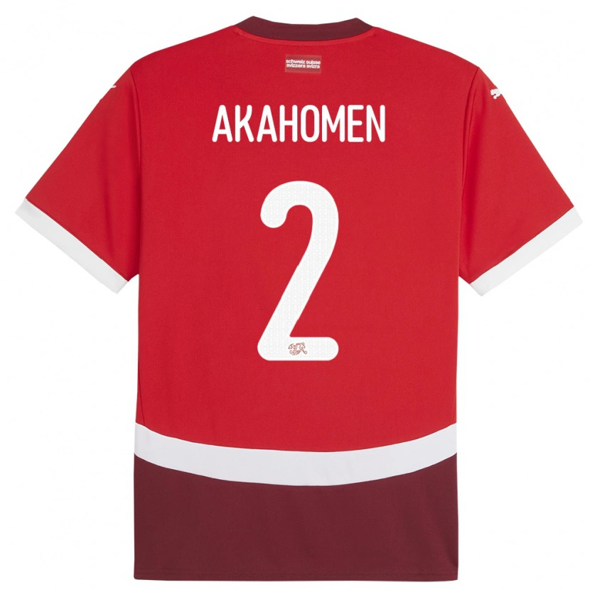Danxen Dame Sveits Marvin Akahomen #2 Rød Hjemmetrøye Drakt Trøye 24-26 Skjorter T-Skjorte