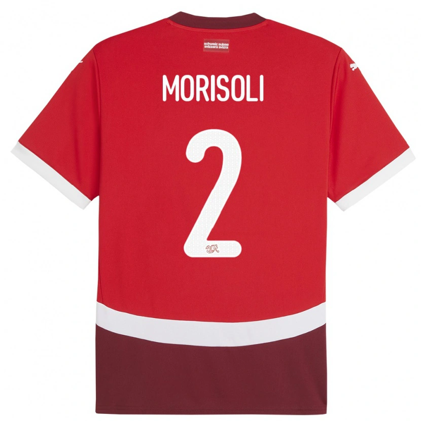 Danxen Dame Sveits Gabriel Morisoli #2 Rød Hjemmetrøye Drakt Trøye 24-26 Skjorter T-Skjorte