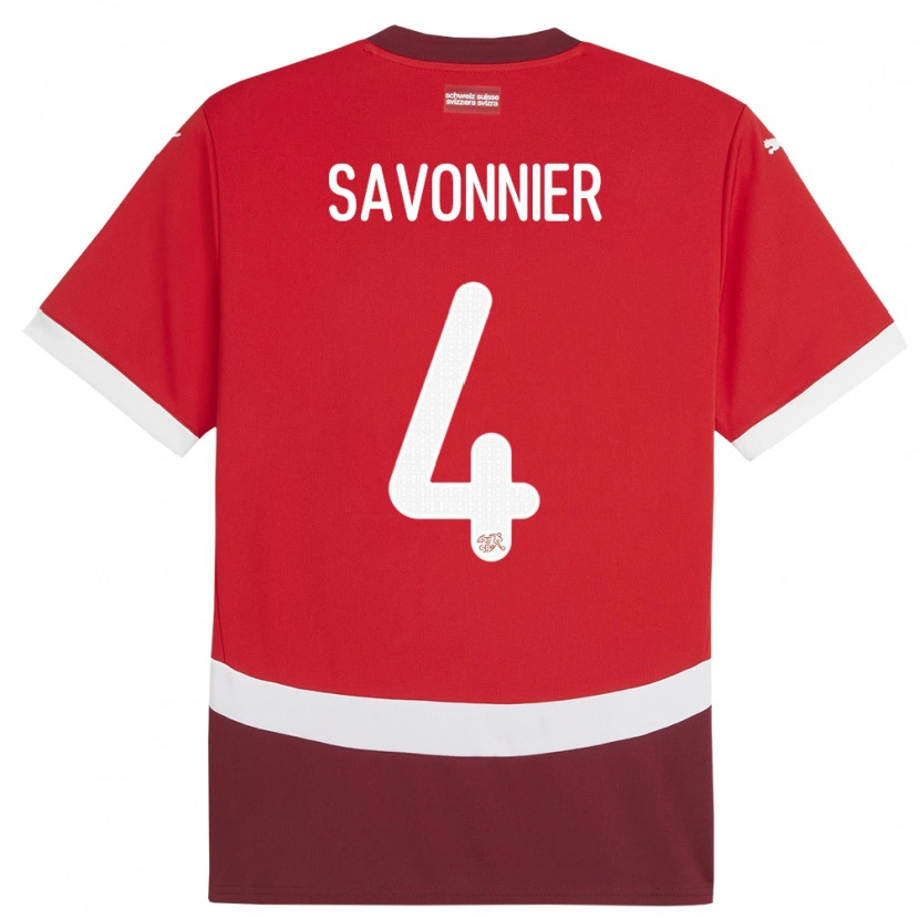 Danxen Dame Sveits Nelson Savonnier #4 Rød Hjemmetrøye Drakt Trøye 24-26 Skjorter T-Skjorte