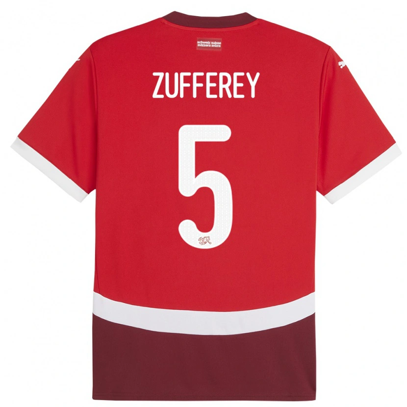 Danxen Dame Sveits Gil Zufferey #5 Rød Hjemmetrøye Drakt Trøye 24-26 Skjorter T-Skjorte