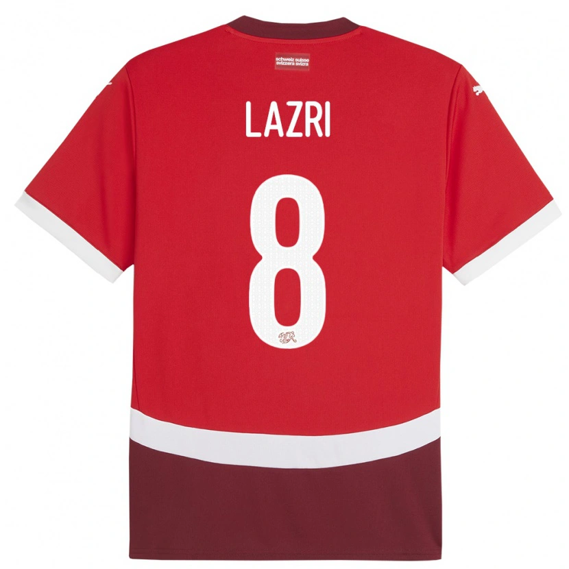 Danxen Dame Sveits Nico Lazri #8 Rød Hjemmetrøye Drakt Trøye 24-26 Skjorter T-Skjorte
