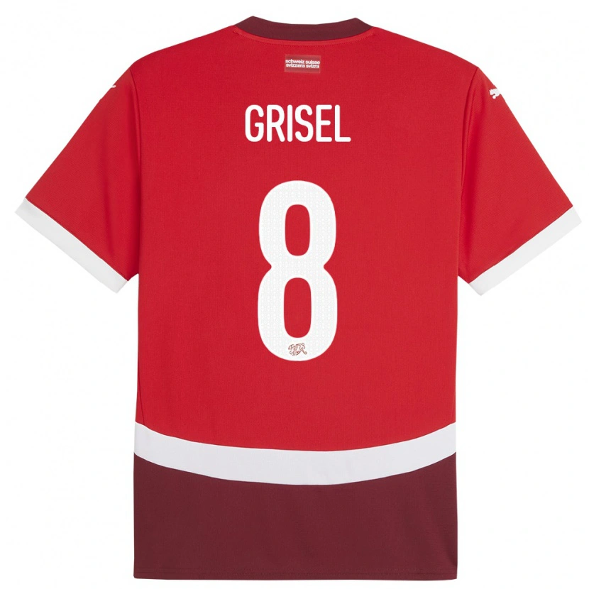 Danxen Dame Sveits Arno Grisel #8 Rød Hjemmetrøye Drakt Trøye 24-26 Skjorter T-Skjorte
