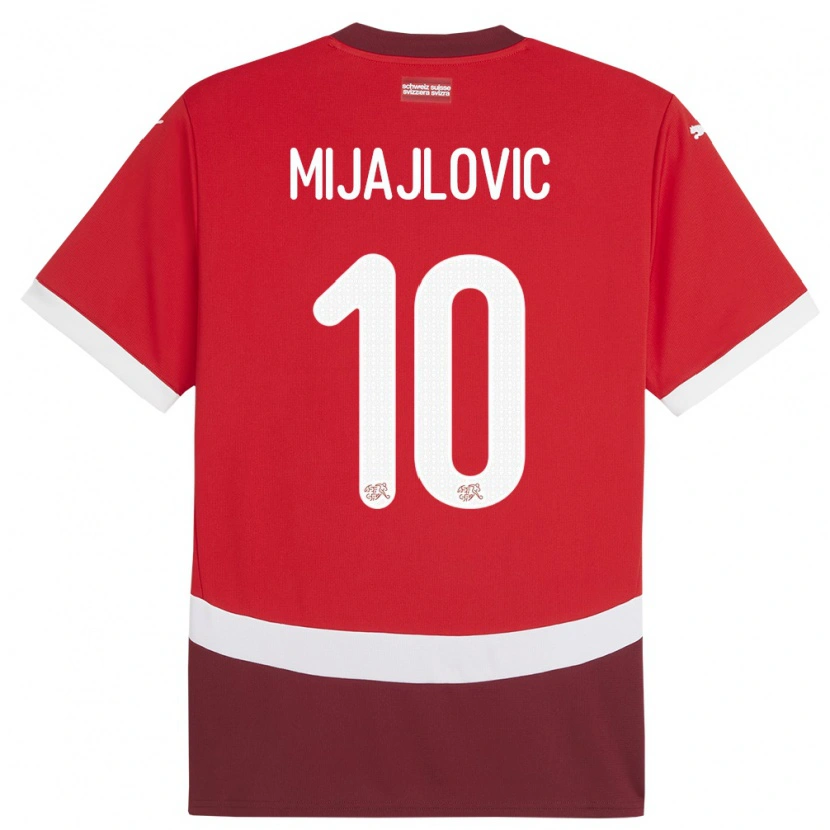 Danxen Dame Sveits Mladen Mijajlovic #10 Rød Hjemmetrøye Drakt Trøye 24-26 Skjorter T-Skjorte