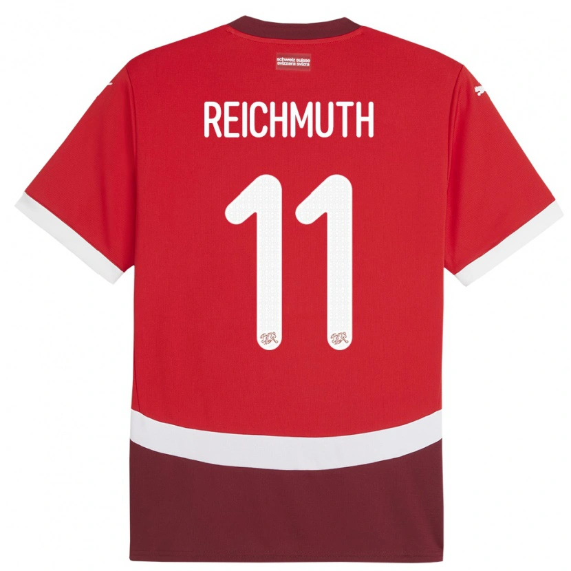 Danxen Dame Sveits Nils Reichmuth #11 Rød Hjemmetrøye Drakt Trøye 24-26 Skjorter T-Skjorte