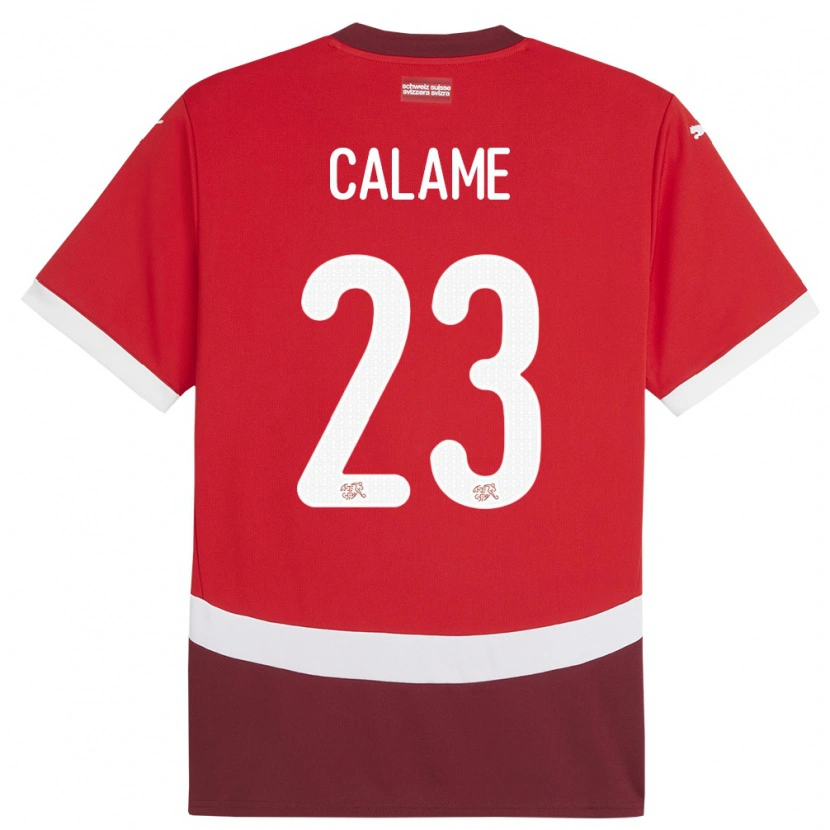 Danxen Dame Sveits Marouane Calame #23 Rød Hjemmetrøye Drakt Trøye 24-26 Skjorter T-Skjorte