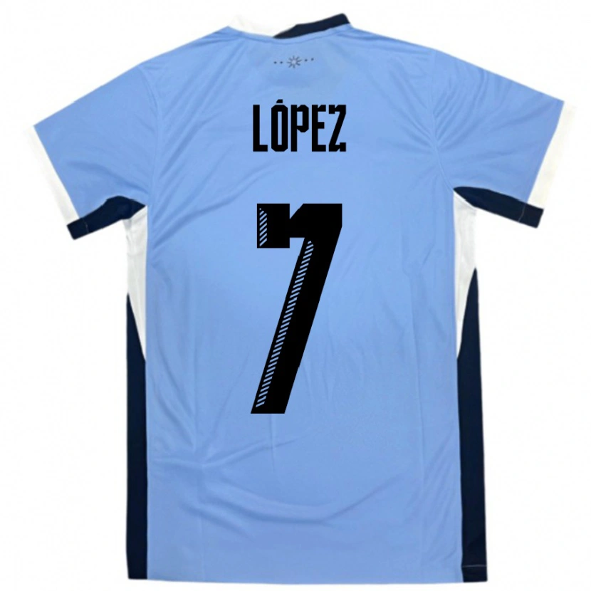 Danxen Dame Uruguay Nahuel López #7 Hvit Svart Hjemmetrøye Drakt Trøye 24-26 Skjorter T-Skjorte