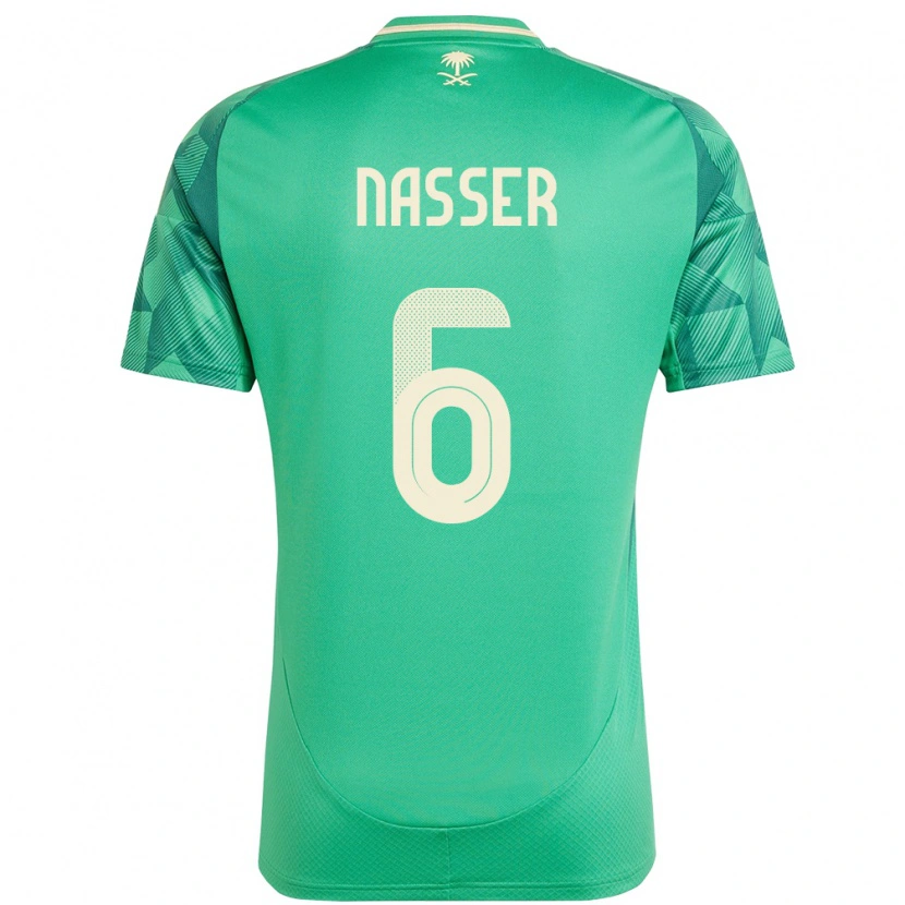 Danxen Dame Saudi-Arabia Nasser Al-Dawsari #6 Grønn Hjemmetrøye Drakt Trøye 24-26 Skjorter T-Skjorte