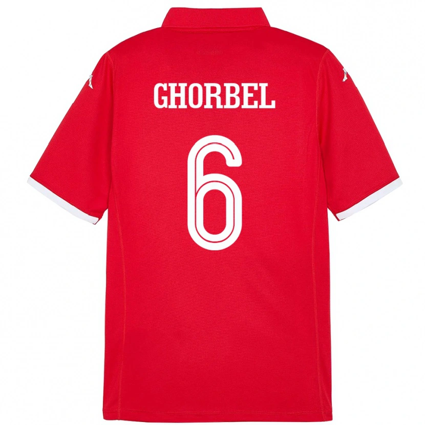 Danxen Dame Tunisia Mahmoud Ghorbel #6 Rød Hjemmetrøye Drakt Trøye 24-26 Skjorter T-Skjorte