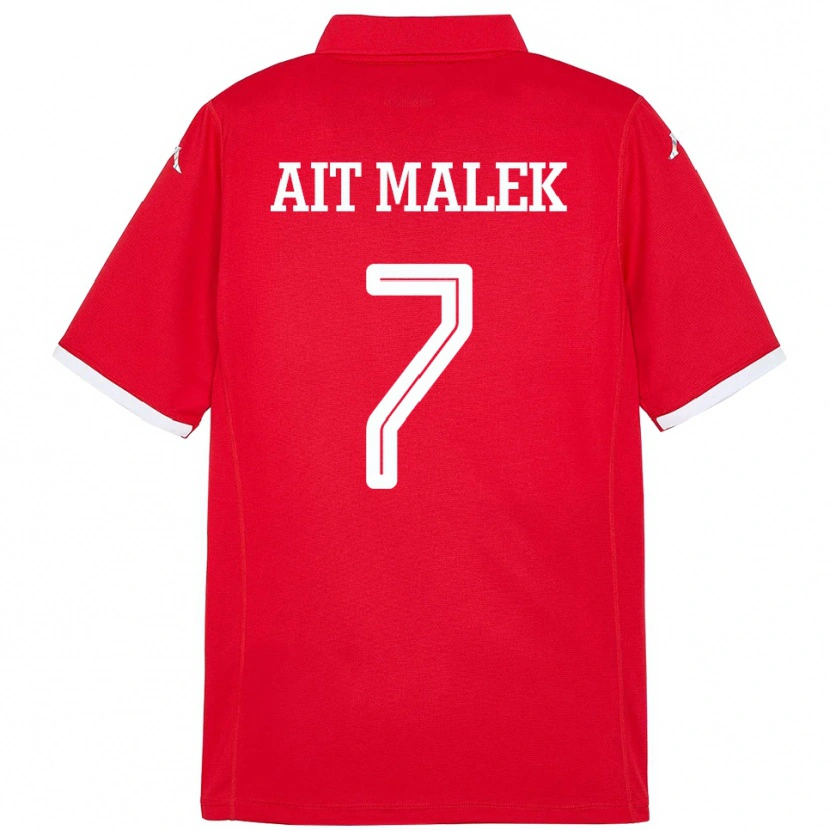 Danxen Dame Tunisia Bilel Aït Malek #7 Rød Hjemmetrøye Drakt Trøye 24-26 Skjorter T-Skjorte