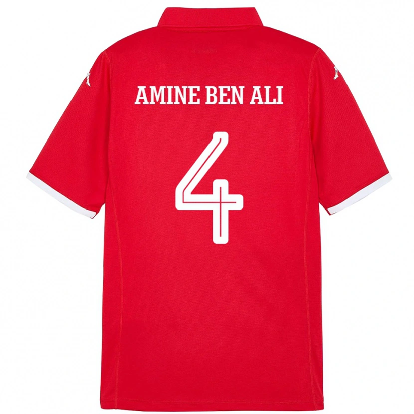 Danxen Dame Tunisia Mohamed Amine Ben Ali #4 Rød Hjemmetrøye Drakt Trøye 24-26 Skjorter T-Skjorte