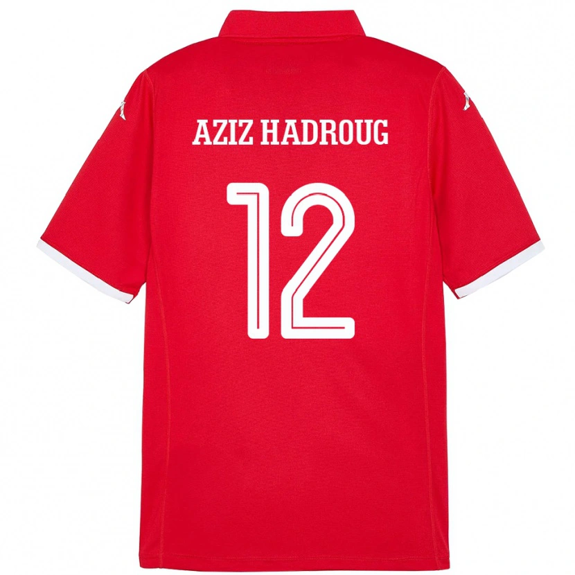 Danxen Dame Tunisia Mohamed Aziz Hadroug #12 Rød Hjemmetrøye Drakt Trøye 24-26 Skjorter T-Skjorte