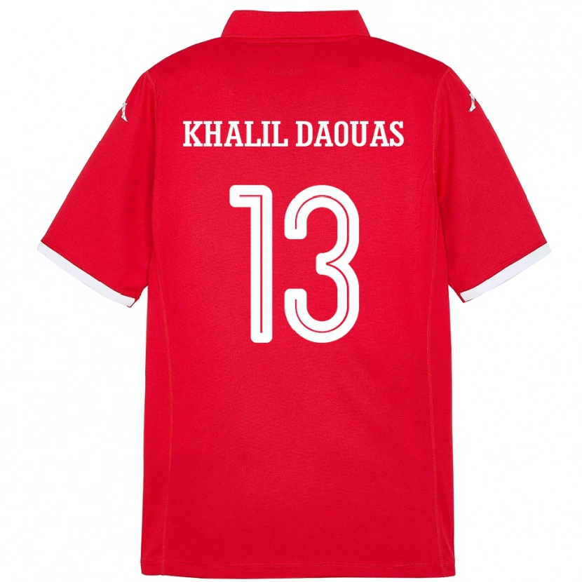 Danxen Dame Tunisia Mohamed Khalil Daouas #13 Rød Hjemmetrøye Drakt Trøye 24-26 Skjorter T-Skjorte