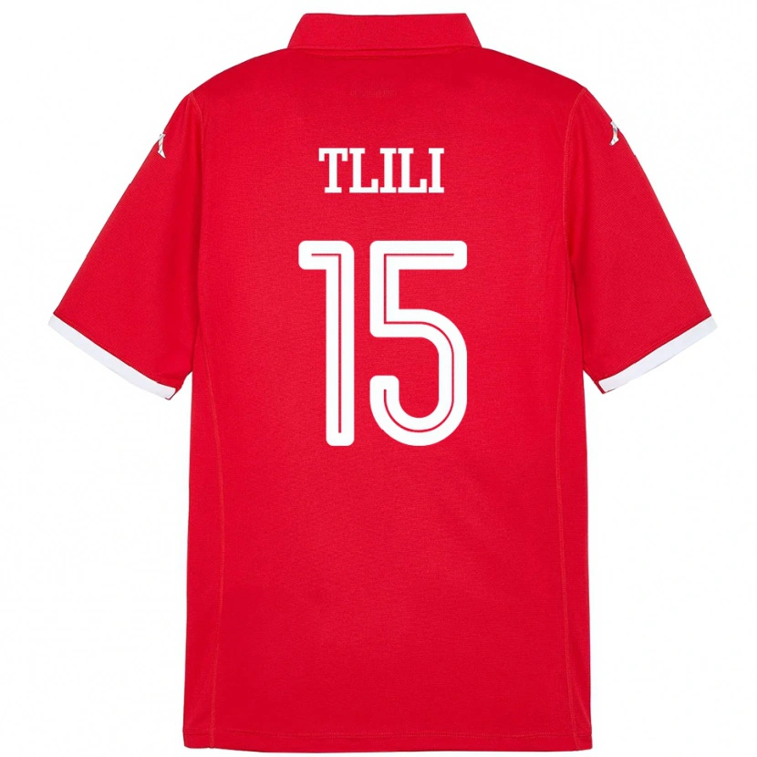 Danxen Dame Tunisia Mehdi Tlili #15 Rød Hjemmetrøye Drakt Trøye 24-26 Skjorter T-Skjorte