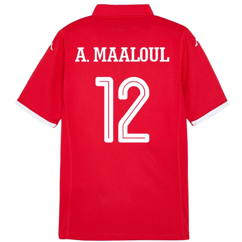 Danxen Dame Tunisia Ali Maaloul #12 Rød Hjemmetrøye Drakt Trøye 24-26 Skjorter T-Skjorte