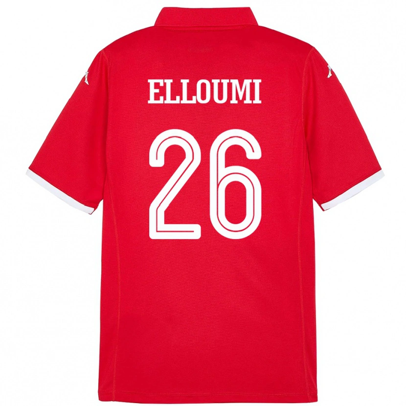Danxen Dame Tunisia Khalil Elloumi #26 Rød Hjemmetrøye Drakt Trøye 24-26 Skjorter T-Skjorte