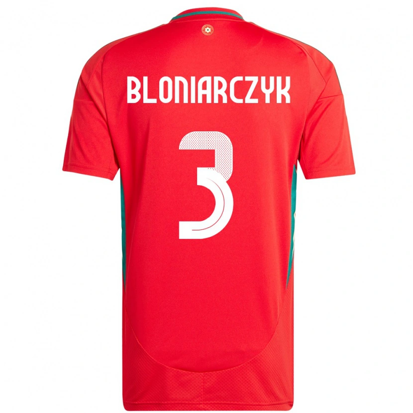 Danxen Dame Wales Kaven Bloniarczyk #3 Rød Hjemmetrøye Drakt Trøye 24-26 Skjorter T-Skjorte