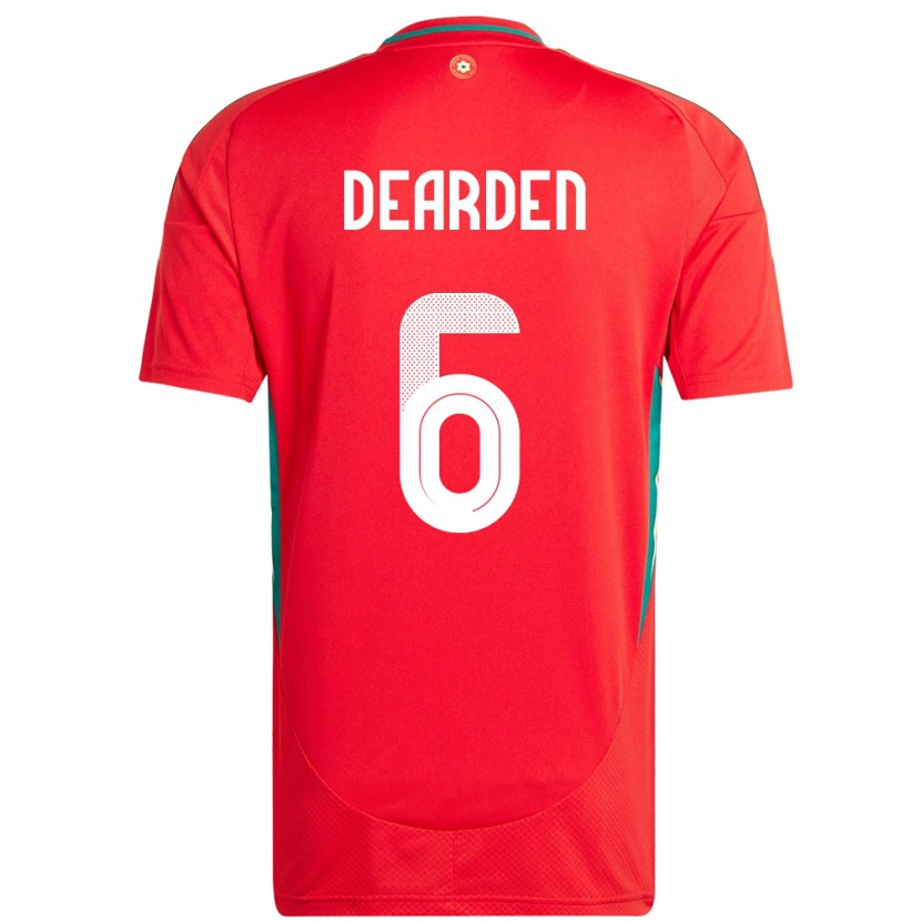 Danxen Dame Wales Thomas Dearden #6 Rød Hjemmetrøye Drakt Trøye 24-26 Skjorter T-Skjorte