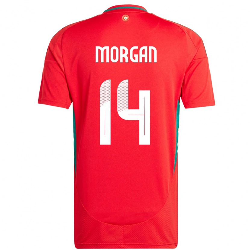 Danxen Dame Wales George Morgan #14 Rød Hjemmetrøye Drakt Trøye 24-26 Skjorter T-Skjorte