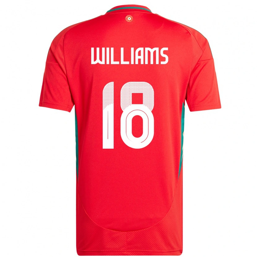 Danxen Dame Wales Josh Williams #18 Rød Hjemmetrøye Drakt Trøye 24-26 Skjorter T-Skjorte