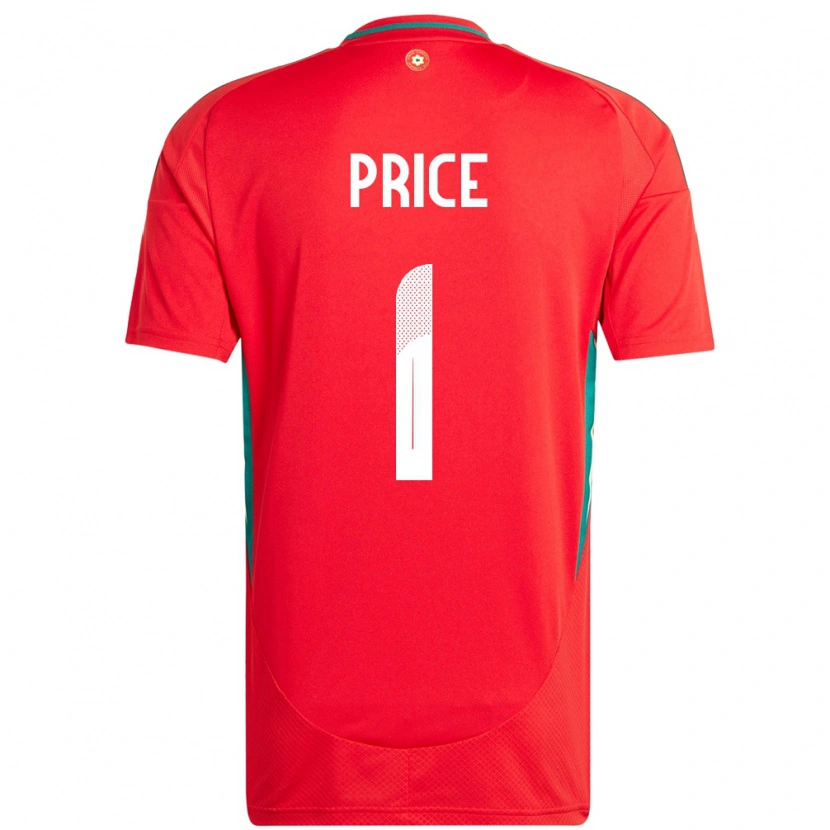 Danxen Dame Wales Jo Price #1 Rød Hjemmetrøye Drakt Trøye 24-26 Skjorter T-Skjorte