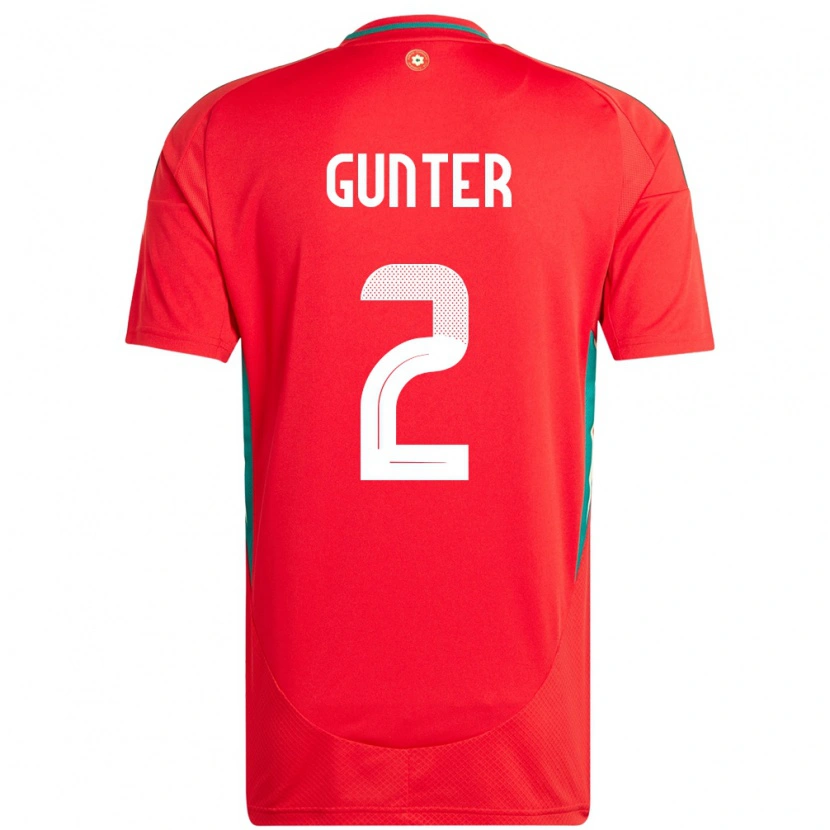 Danxen Dame Wales Chris Gunter #2 Rød Hjemmetrøye Drakt Trøye 24-26 Skjorter T-Skjorte