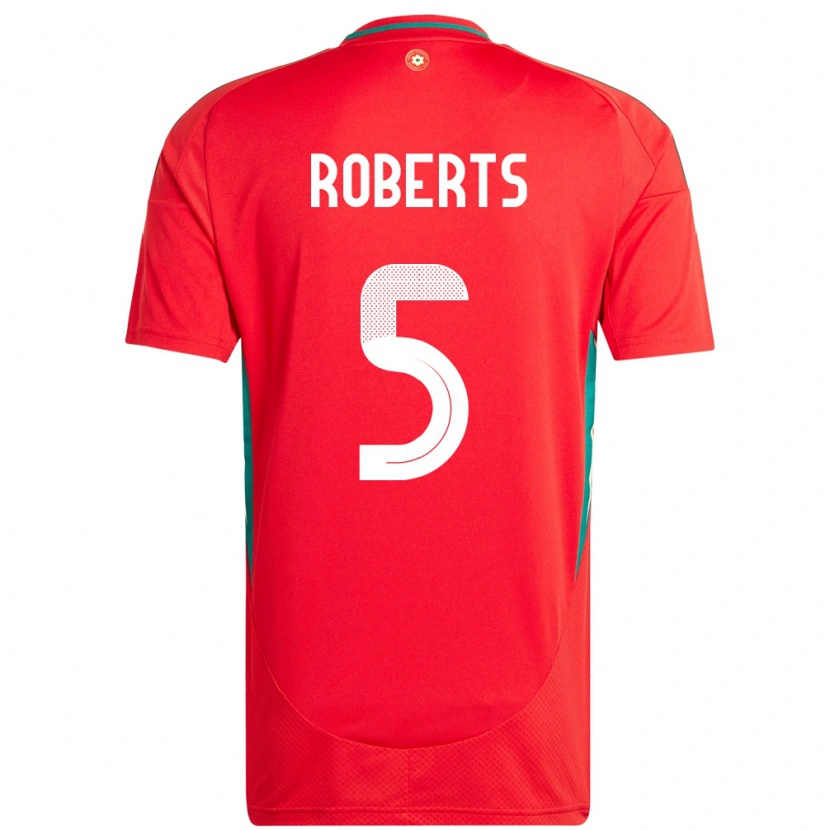 Danxen Dame Wales Rhiannon Roberts #5 Rød Hjemmetrøye Drakt Trøye 24-26 Skjorter T-Skjorte