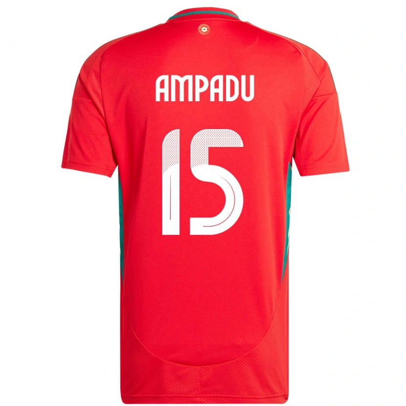 Danxen Dame Wales Ethan Ampadu #15 Rød Hjemmetrøye Drakt Trøye 24-26 Skjorter T-Skjorte
