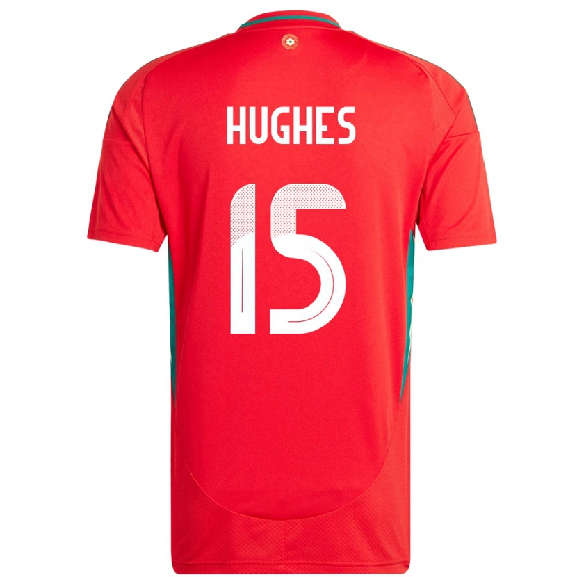 Danxen Dame Wales Elise Hughes #15 Rød Hjemmetrøye Drakt Trøye 24-26 Skjorter T-Skjorte