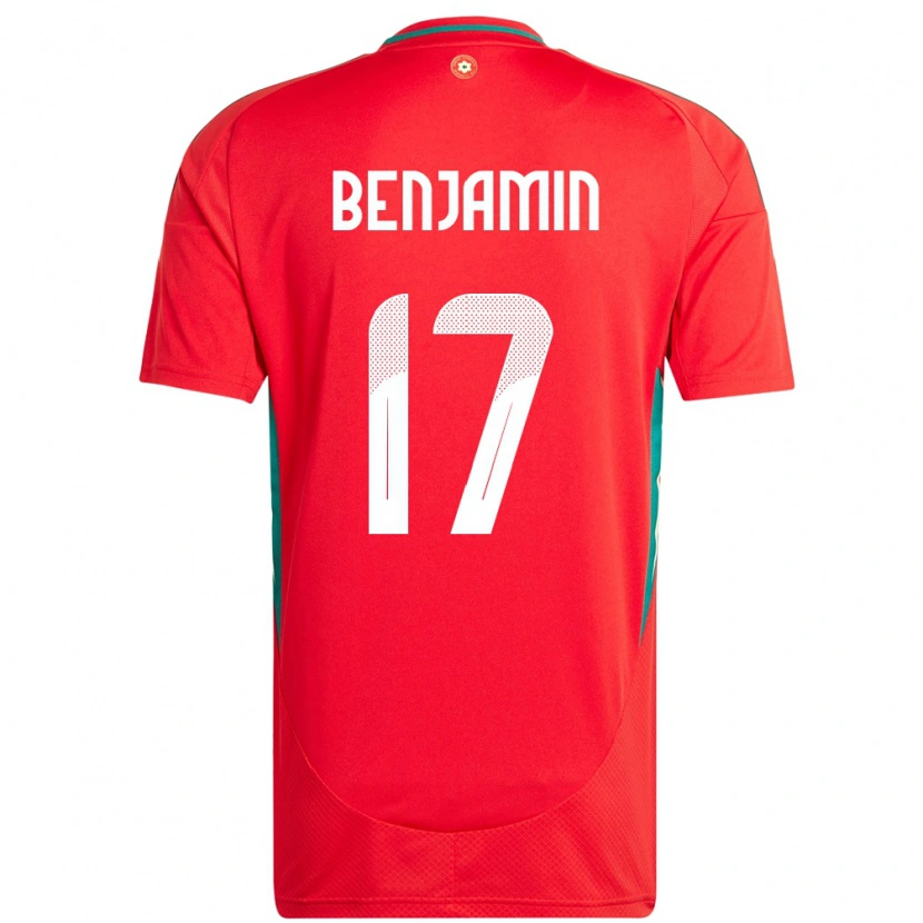 Danxen Dame Wales Omari Benjamin #17 Rød Hjemmetrøye Drakt Trøye 24-26 Skjorter T-Skjorte