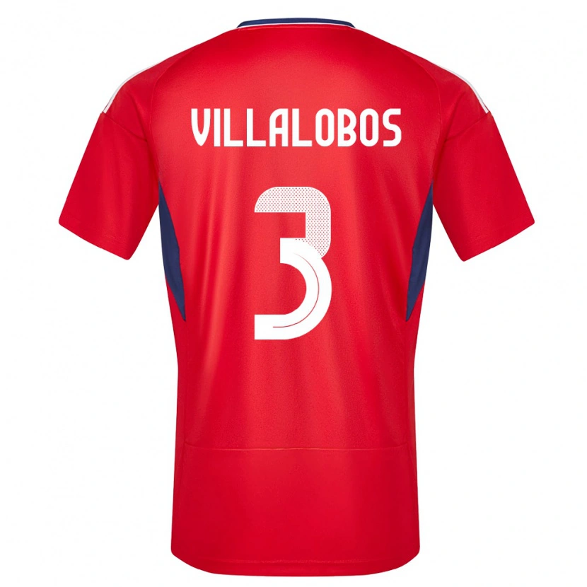 Danxen Dame Costa Rica Guillermo Villalobos #3 Rød Hjemmetrøye Drakt Trøye 24-26 Skjorter T-Skjorte