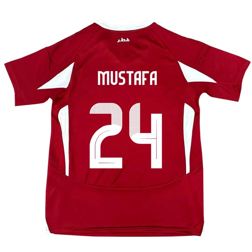 Danxen Dame Qatar Mustafa Mashaal #24 Rød Hjemmetrøye Drakt Trøye 24-26 Skjorter T-Skjorte
