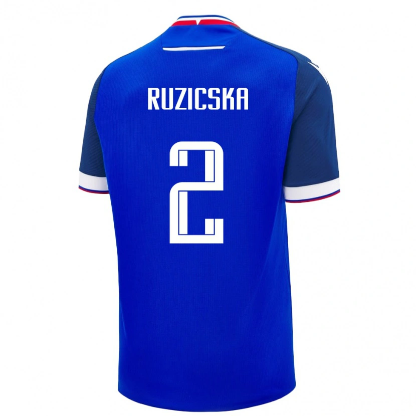 Danxen Dame Slovakia Dominik Ruzicska #2 Blå Hjemmetrøye Drakt Trøye 24-26 Skjorter T-Skjorte